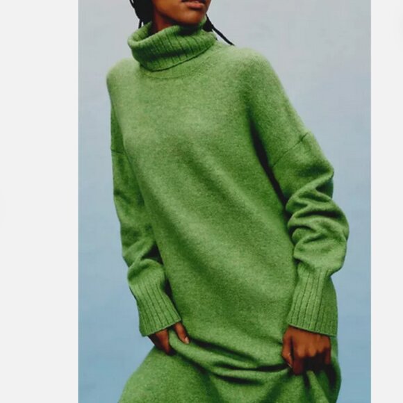 Anthropologie 3X Turtleneck Cocoon Sweater Dress Green Daily Practice NWT Plus - Picture 5 of 8